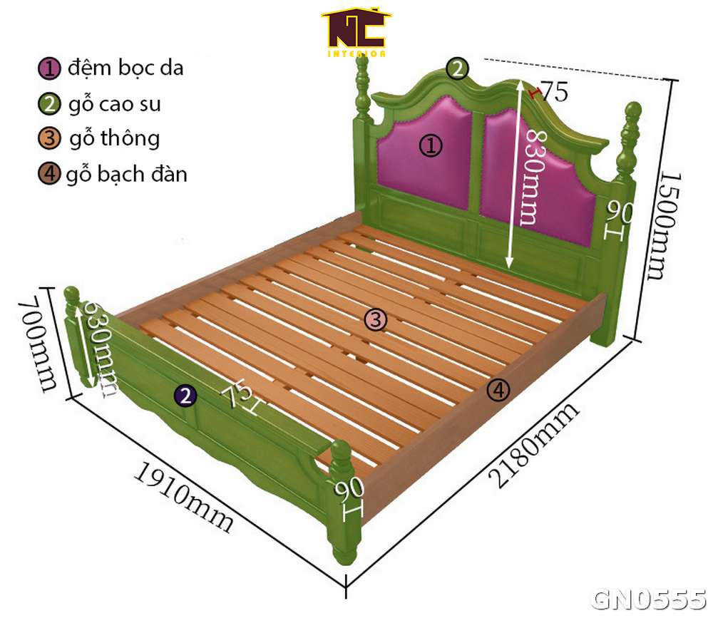 Giuong ngu phong cach My tan co dien GN0555 02